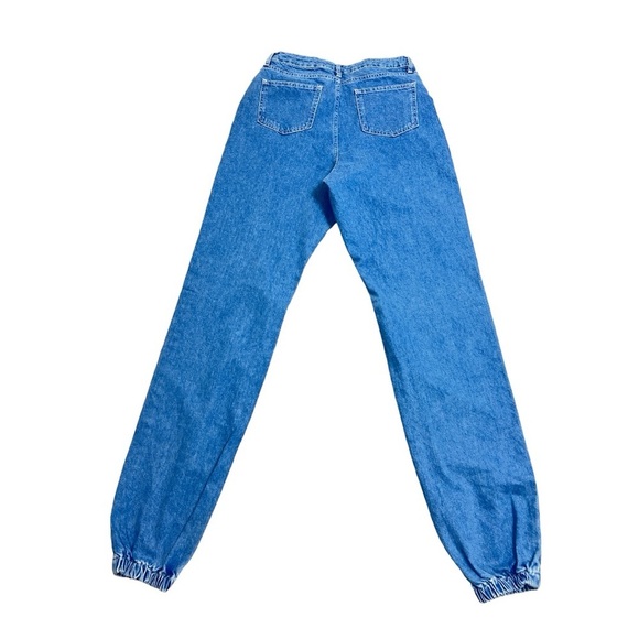 Misguided Tall Mom Jogger Cuffed Stonewash Denim Jeans - Picture 2 of 8